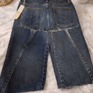 Hudson Jeans Blue Patchwork Straight Leg Denim